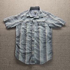 Royal Robbins Shirt Mens Medium Button Down Casual Stripe Hemp Blend